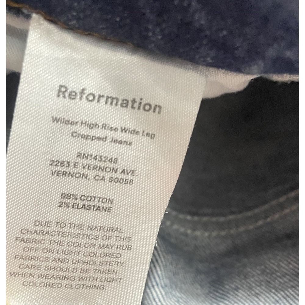Reformation Wilder High Rise Wide Leg Cropped Jeans Salinas Size 24 Preppy - Picture 10 of 13